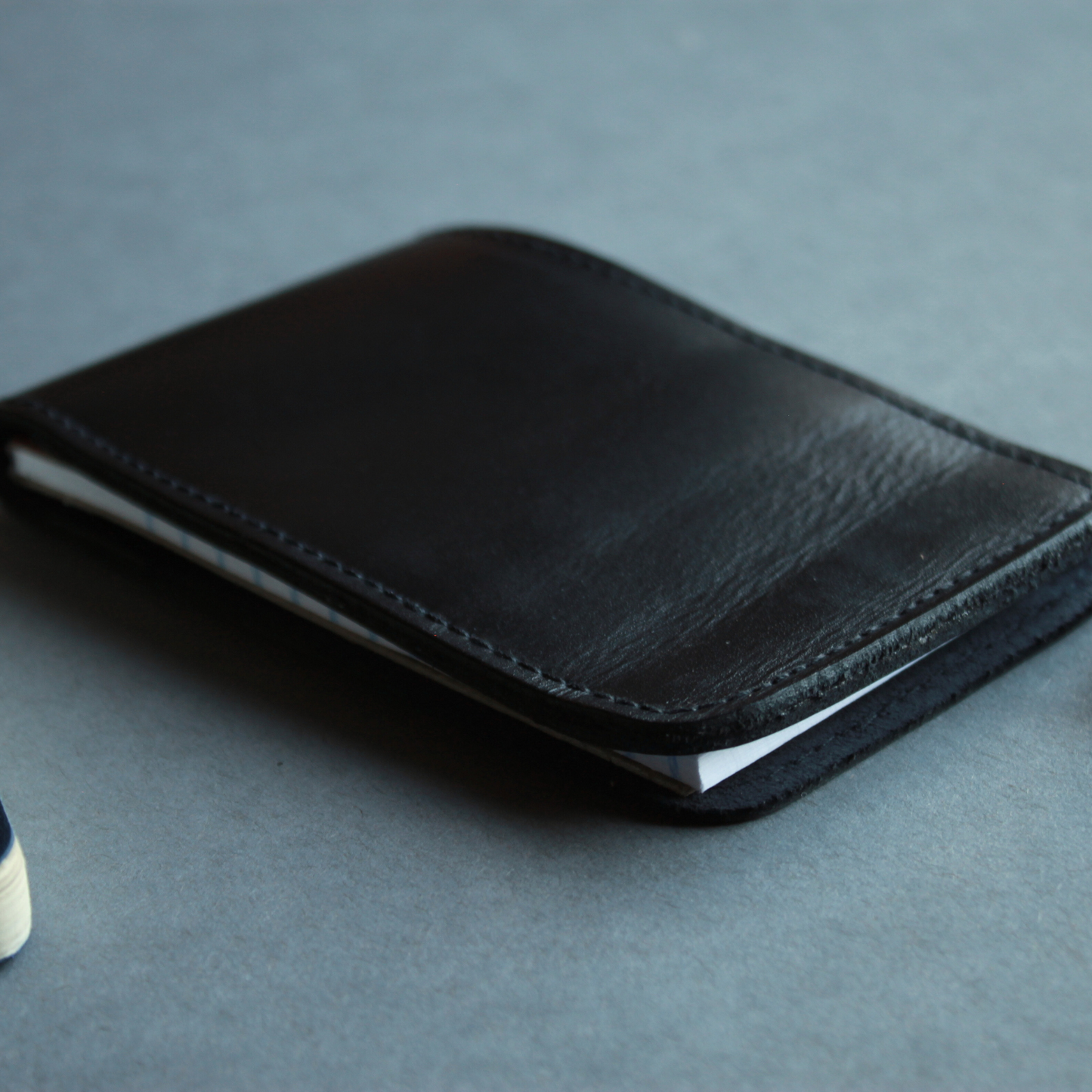 Black Leather Minimalist Memo Pad Holder Padfolio Police Gear, 3x5 inch (2 Styles)