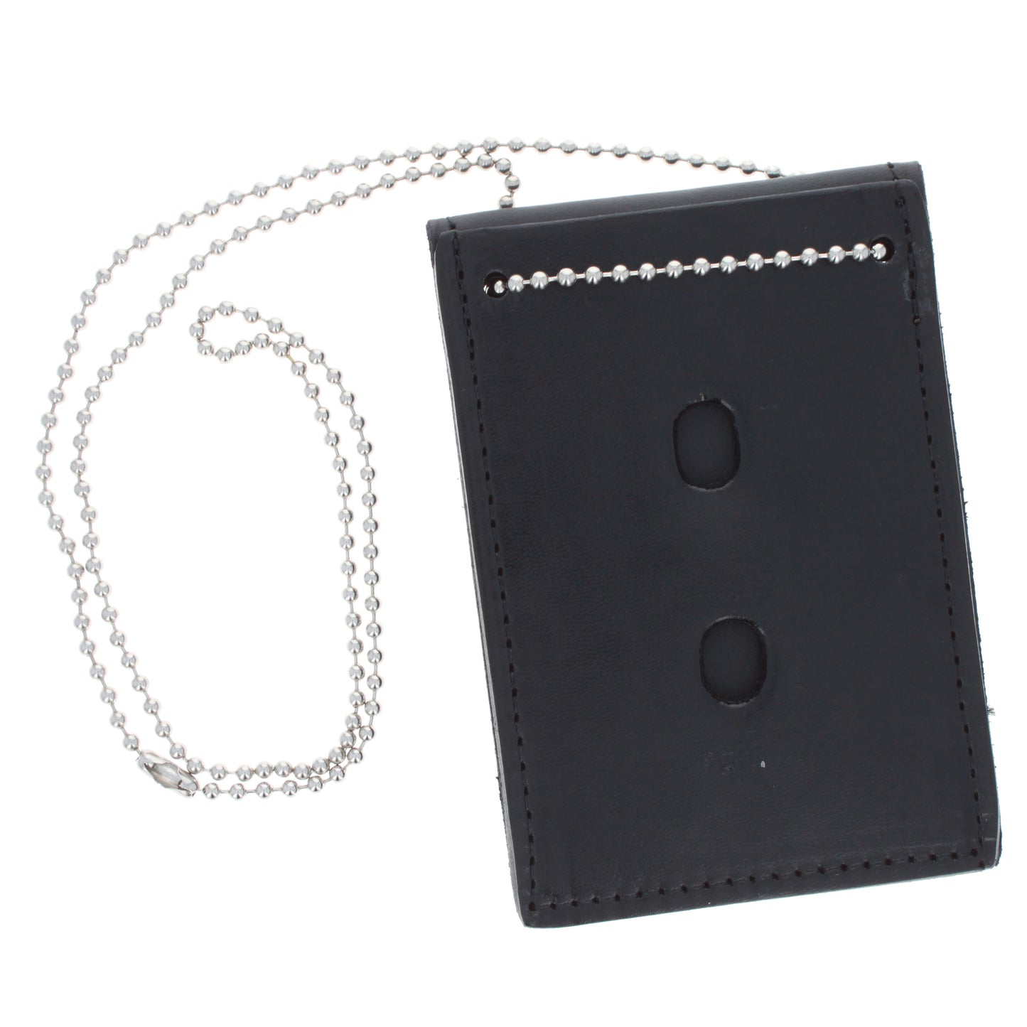 2 in 1 Leather ID Badge Holder with Lanyard Neck Chain Police Gear, Black