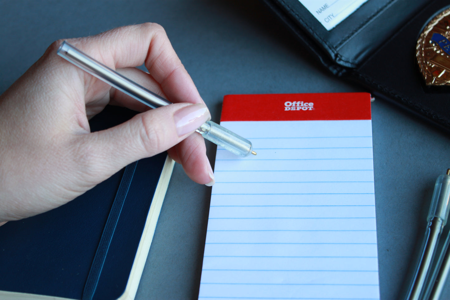 Non-Lethal Flexible Ball Point Pen Writing Tool Black and Blue Ink