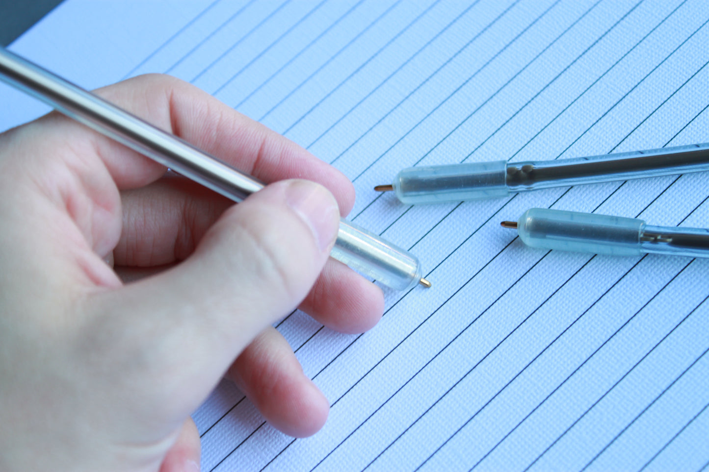 Non-Lethal Flexible Ball Point Pen Writing Tool Black and Blue Ink