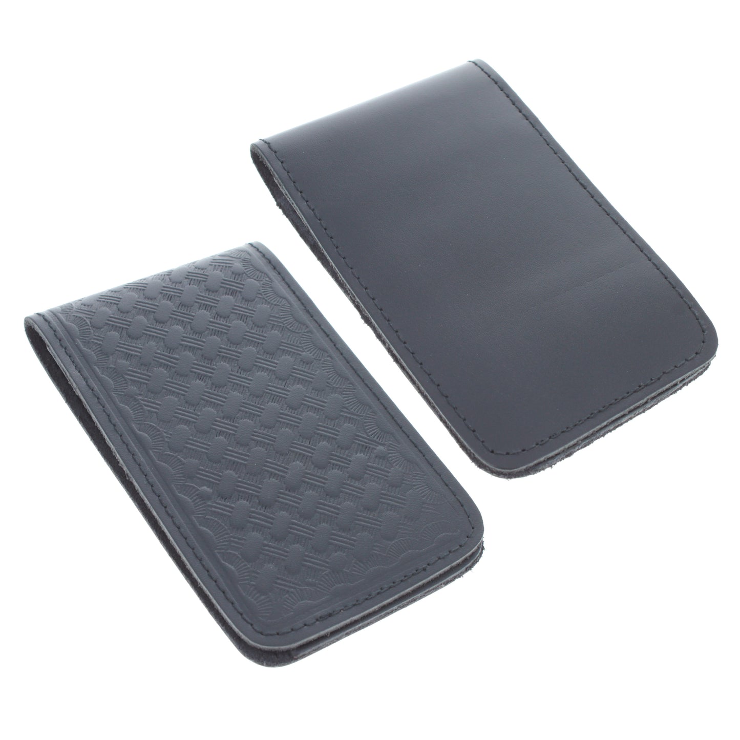 Black Leather Minimalist Memo Pad Holder Padfolio Police Gear, 3x5 inch (2 Styles)