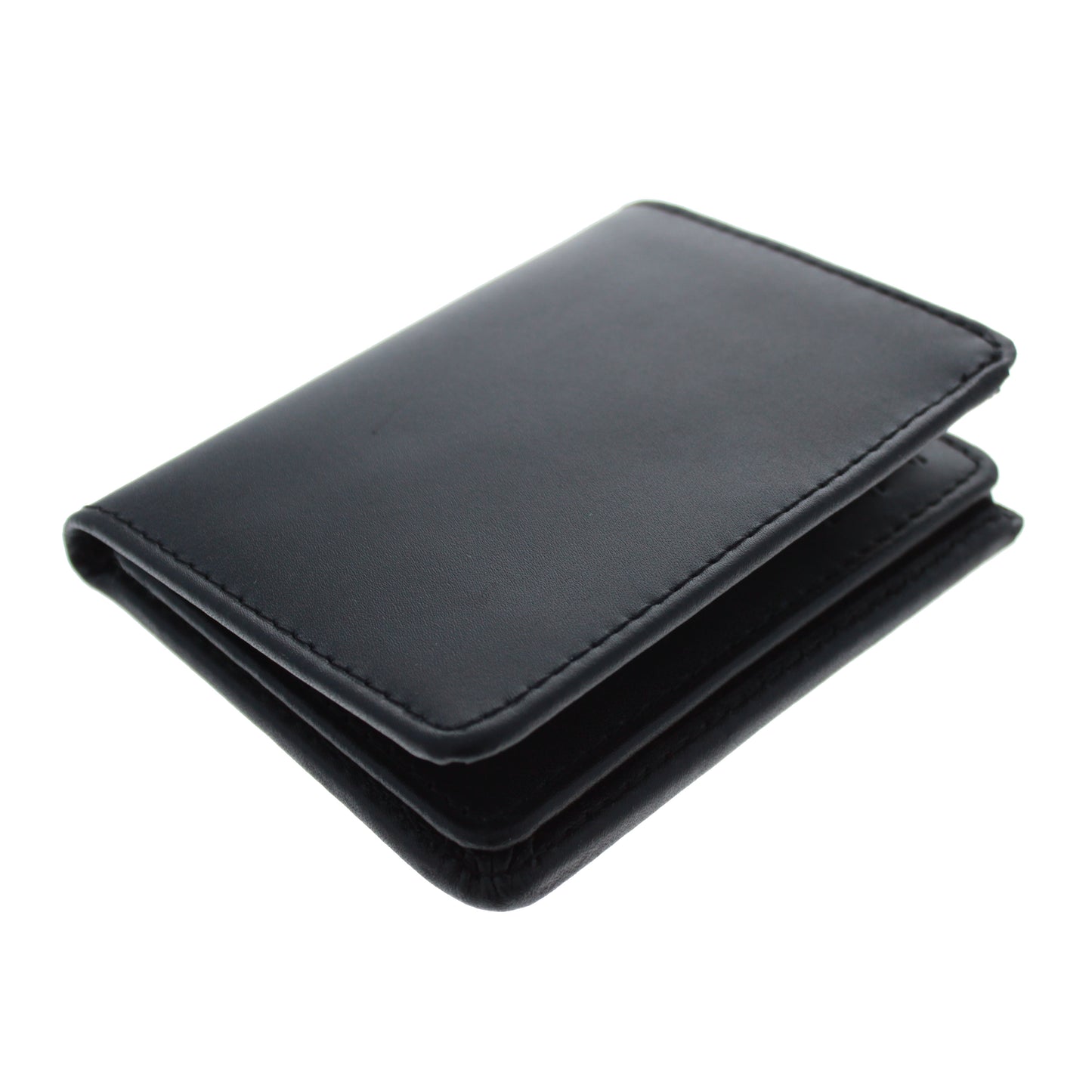 Black Leather Trifold RFID Wallet Police Badge Holder with Removable ID Card Holder