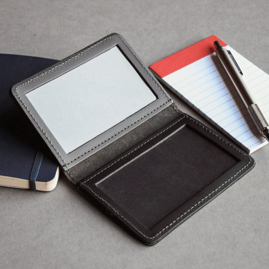 Bifold Leather Minimalist ID or Credit Card Card Holder, Black