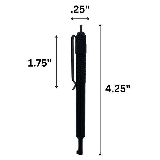 Measurement diagram of black universal handcuff key showing 4.25-inch length.