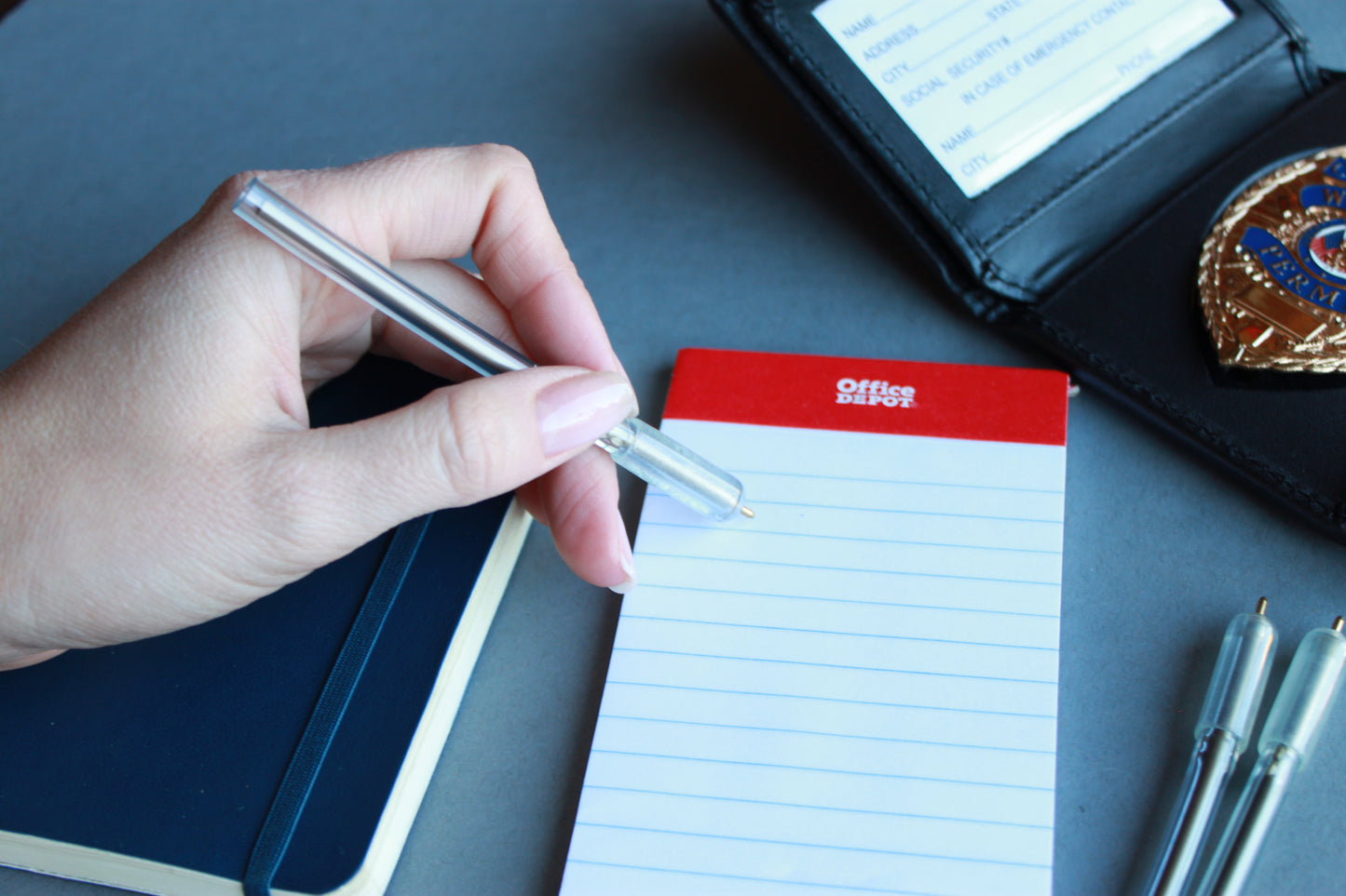 Non-Lethal Flexible Ball Point Pen Writing Tool Black and Blue Ink