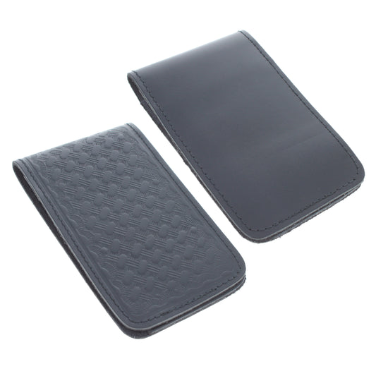 Black Leather Minimalist Memo Pad Holder Padfolio Police Gear, 3x5 inch (2 Styles)