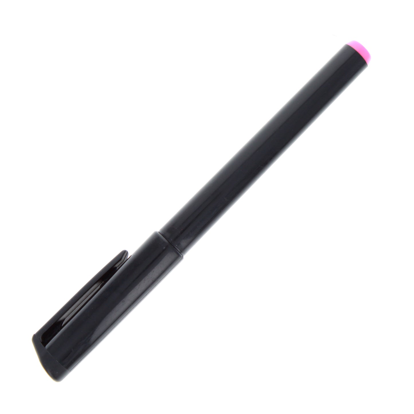 Black UV invisible ink pen with pink cap tip.