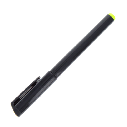 Black UV invisible ink permanent marker pen with yellow cap tip.